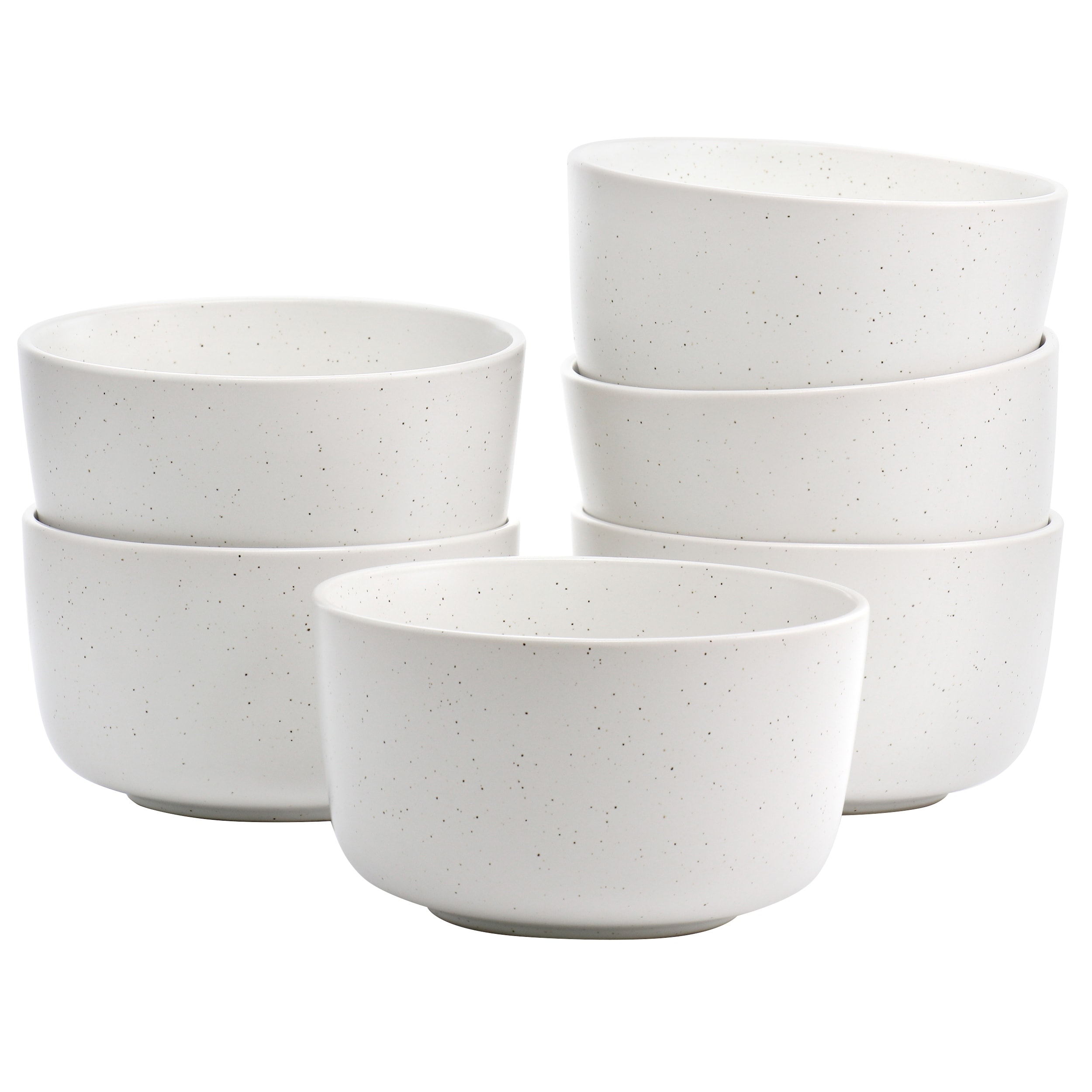 6 Piece 5.5 Inch Round Stoneware Bowl Set in Sea Salt