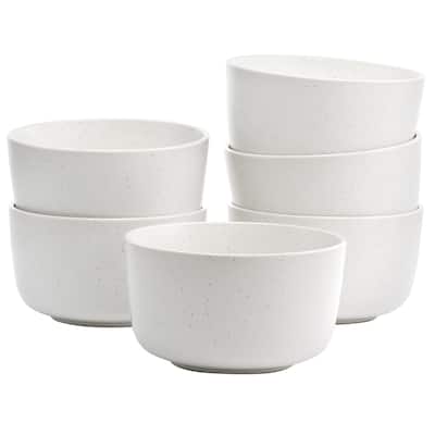 6 Piece 5.5 Inch Round Stoneware Bowl Set in Sea Salt