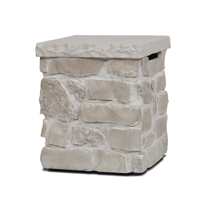 Scottsdale 20"H Square Stone Propane Tank Cover in Beige by Real Flame