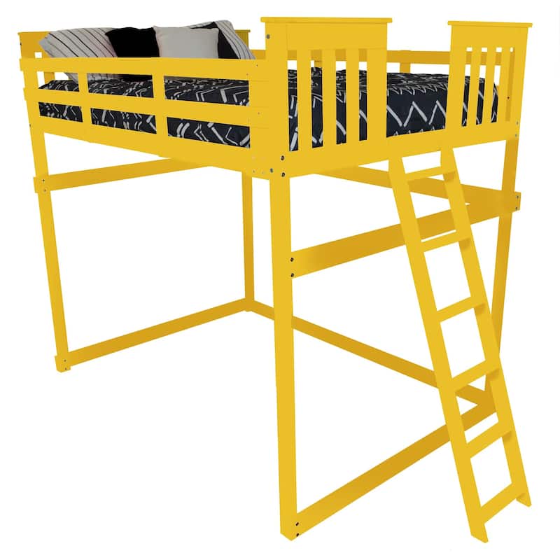 Pine Full Mission Loft Bed with End Ladder