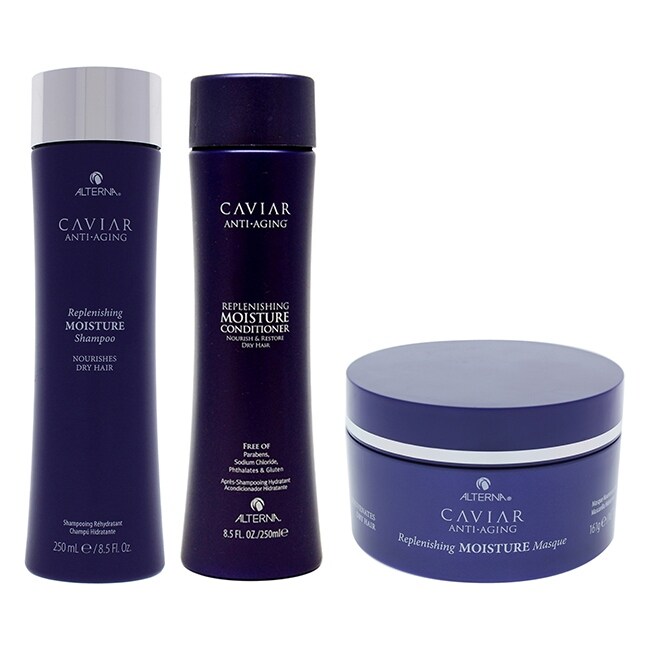 Alterna Caviar Anti Aging Replenishing Moisture Kit 8 5Oz Shampoo, 8 5Oz  Conditioner, 5 7Oz Masque 3 Pc Kit