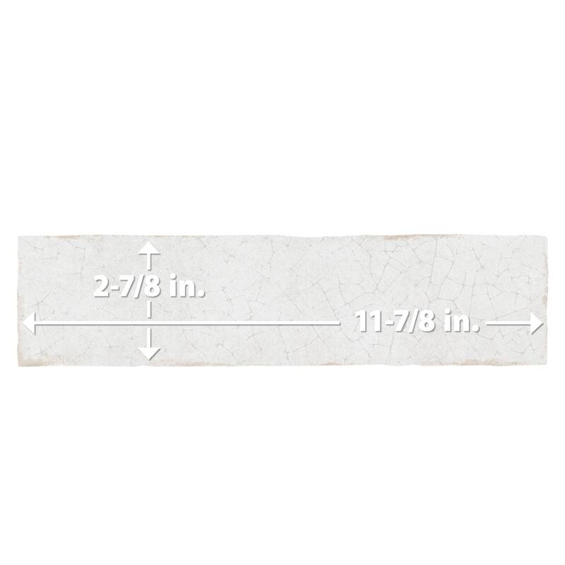 Merola Tile Crackle White 2-7/8" x 11-7/8" Ceramic Wall Tile