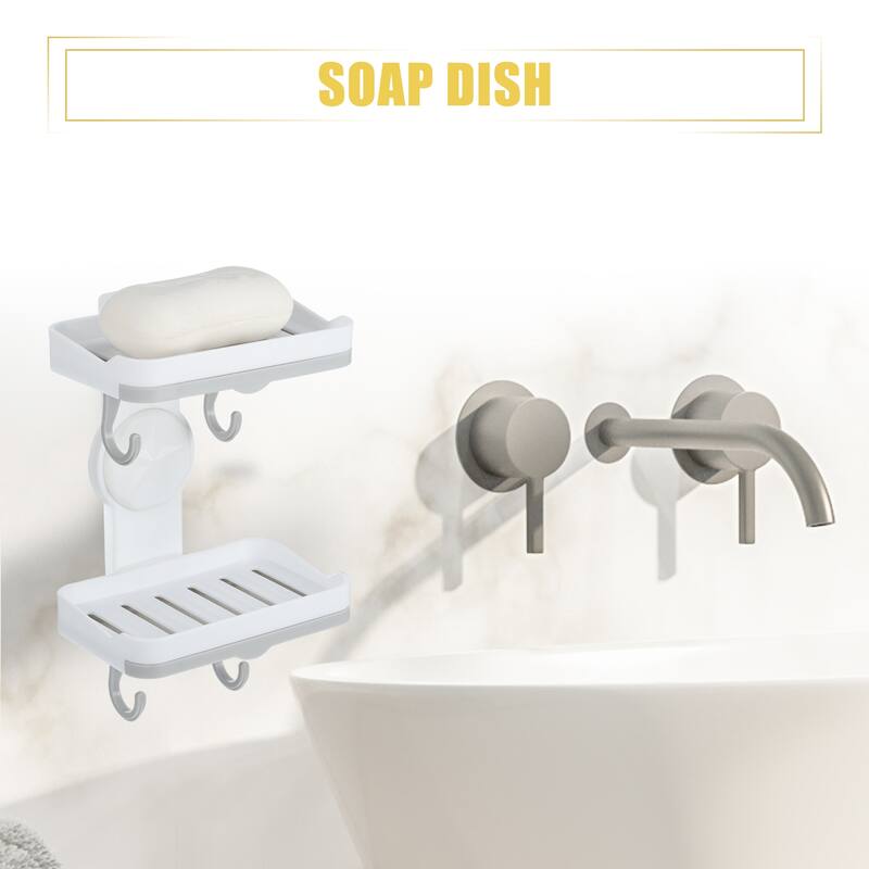 Wall Mounted Soap Dish Soap Box Soap Holder for Bathroom Kitchen - White