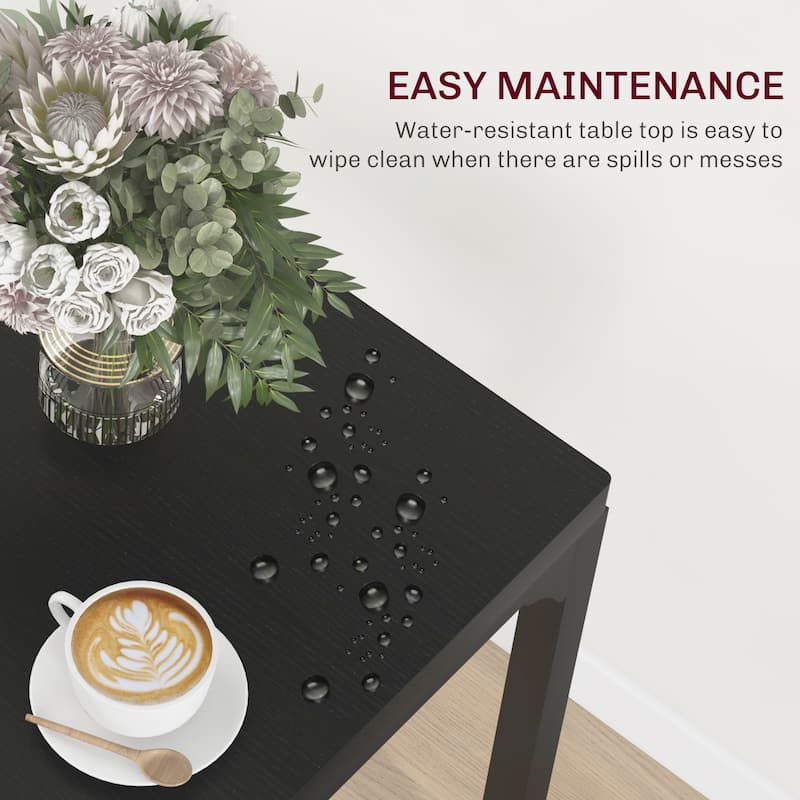 3-Piece Black Bar Table Set Included 2 Slatted Chairs with Steel Frame for Kitchen or Breakfast Nook