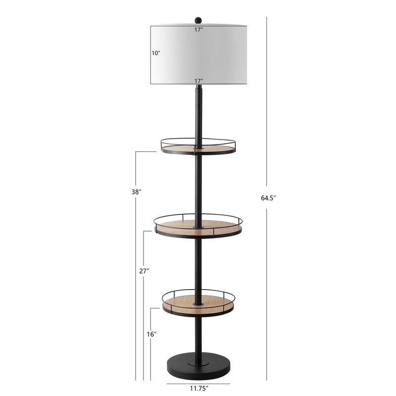 SAFAVIEH Lighting Arnetta 65-inch Led 3-Shelf Floor Lamp - 17" W x 17" L x 64.5" H - Matte Black - 17Wx17Dx65H