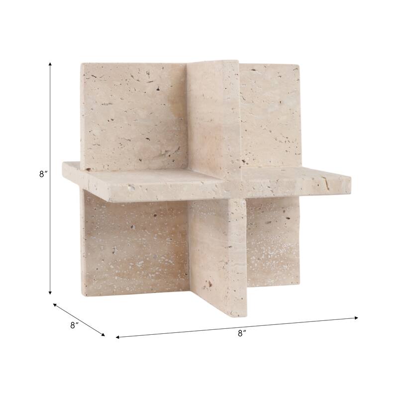 Stone and Travertine Solid Modern Geometric Decorative Object