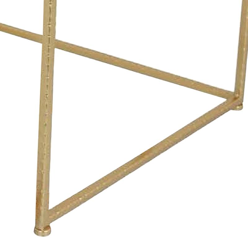 Neci Plant Stand Table Set of 3, Nesting Open Metal Gold Frame, White Top