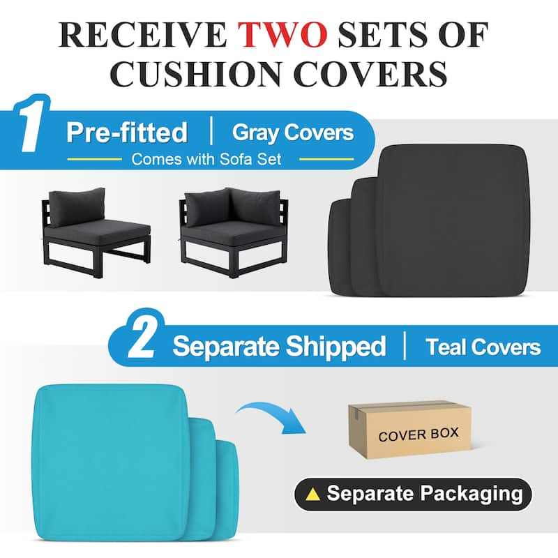 FINCATI Aluminum Outdoor Patio Furniture Conversation Sectional Sofa Set