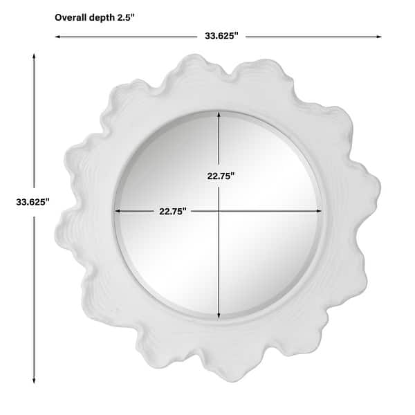 Uttermost Sea Coral White Round Mirror - 33.625"W x 33.625"H x 2.5"D