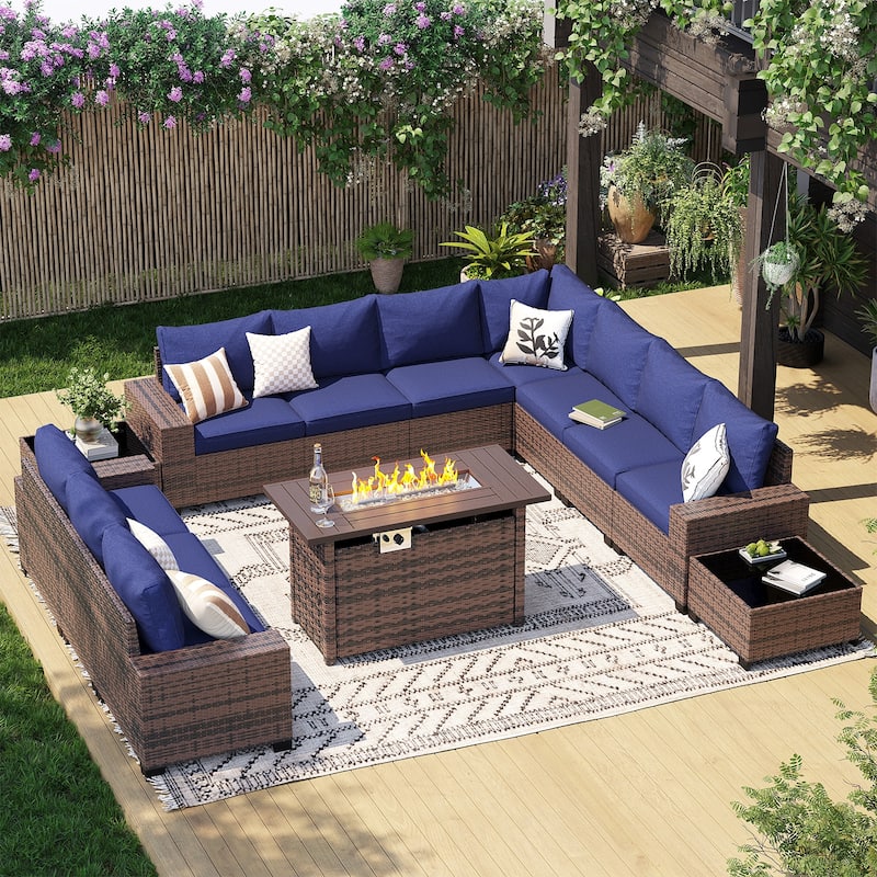 Patio Furniture Set , Outdoor Sectional Sofa Set - 13 pcs - Blue