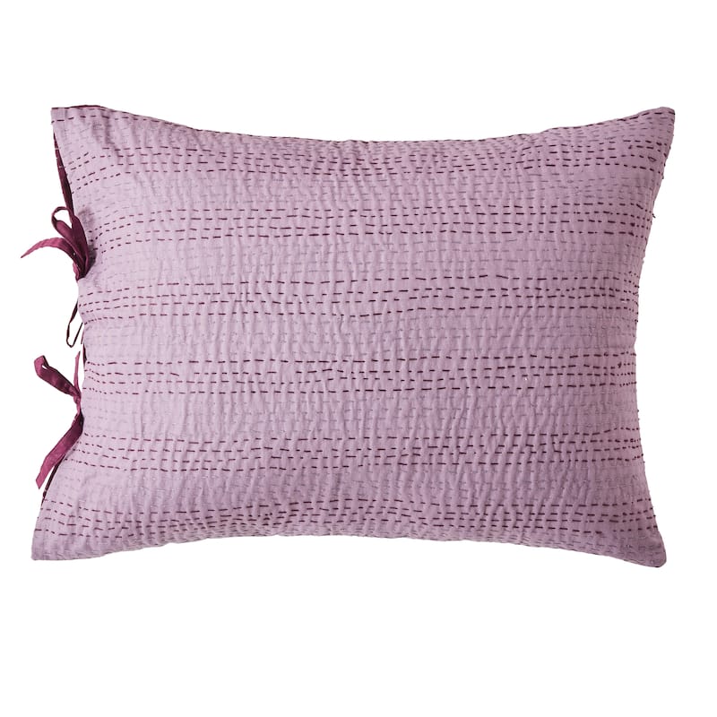 Melange Hand Craft Kantha Collection Solid Reversible Sham Pillow Cover