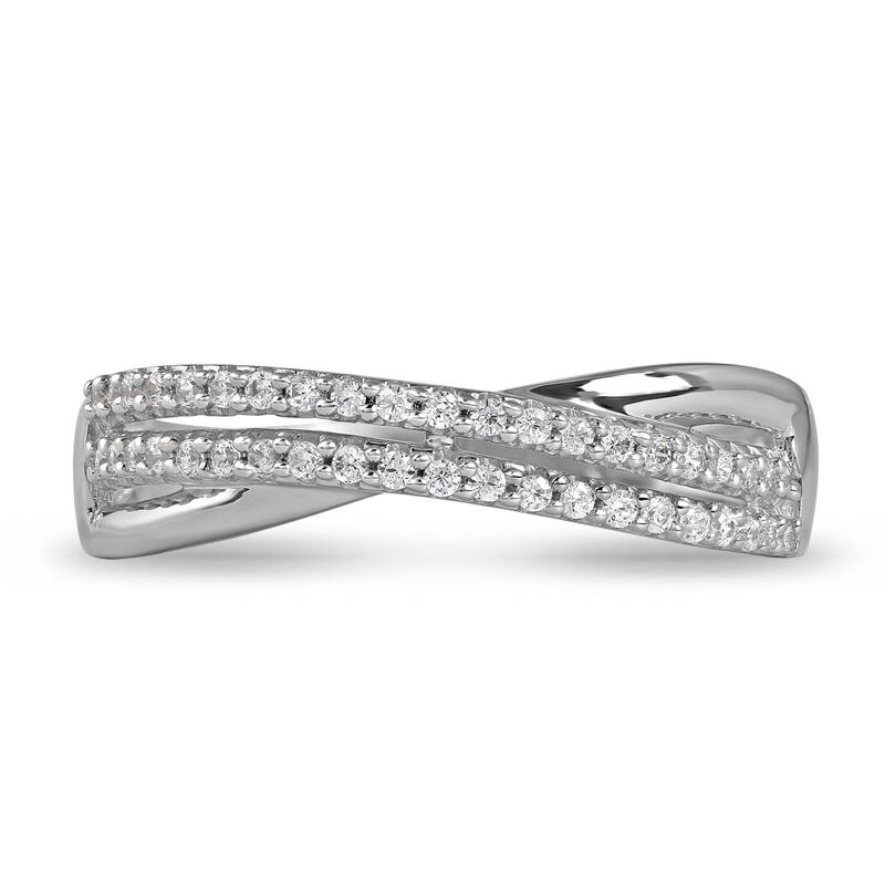 1/5ct TDW Diamond Crossover Wedding Band in 10K Gold for Women