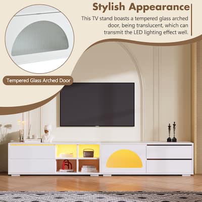 94.4Inch TV Stand LED Entertainment Center TV Console with Storage