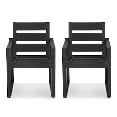 Stationary All-Weather Patio Square-Leg HDPS Dining Chairs (Set of 2) - 23.6"D x 24.6"W x 34.6"H