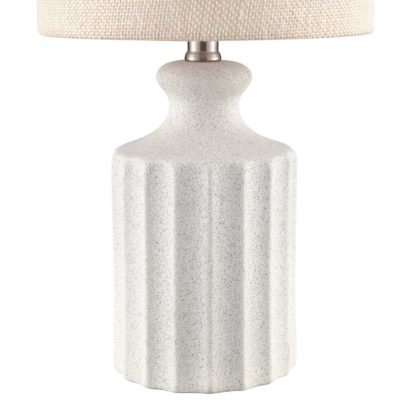 KAWOTI Modern White Ceramic Table Lamp with Linen Drum Shade - W9" x 17.5"