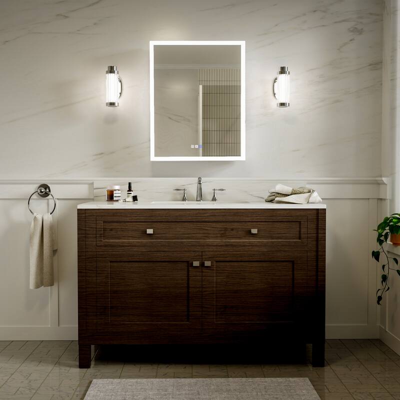 Modland 24"-30"W x 30"H LED Bathroom Medicine Cabinet with Mirror Anti-Fog,Surface or Recessed Mount