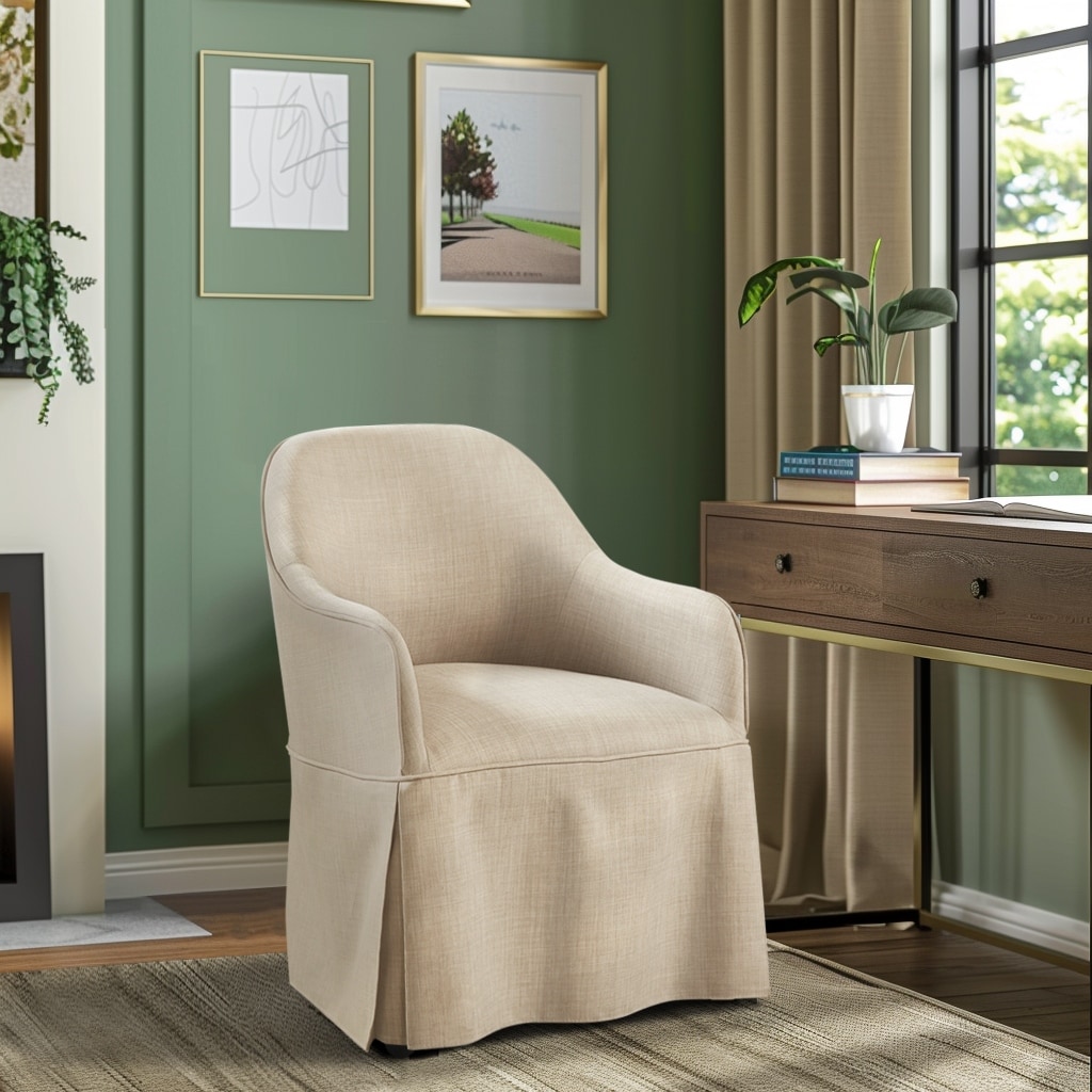 Madison Park Salma Skirted Dining Arm Chair with Casters - 25