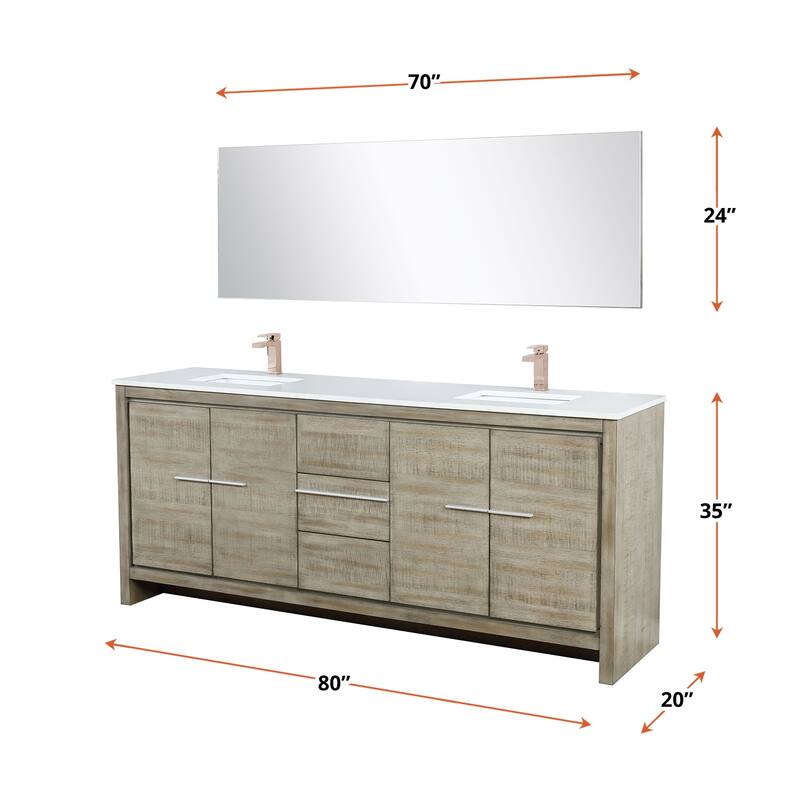Lafarre Bath Vanity with Cultured Marble Top, Sink, Mirror and Rose Gold Faucet