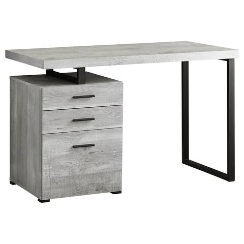 Offex 48"L Reclaimed Wood Look Computer Desk with File Cabinet - Grey