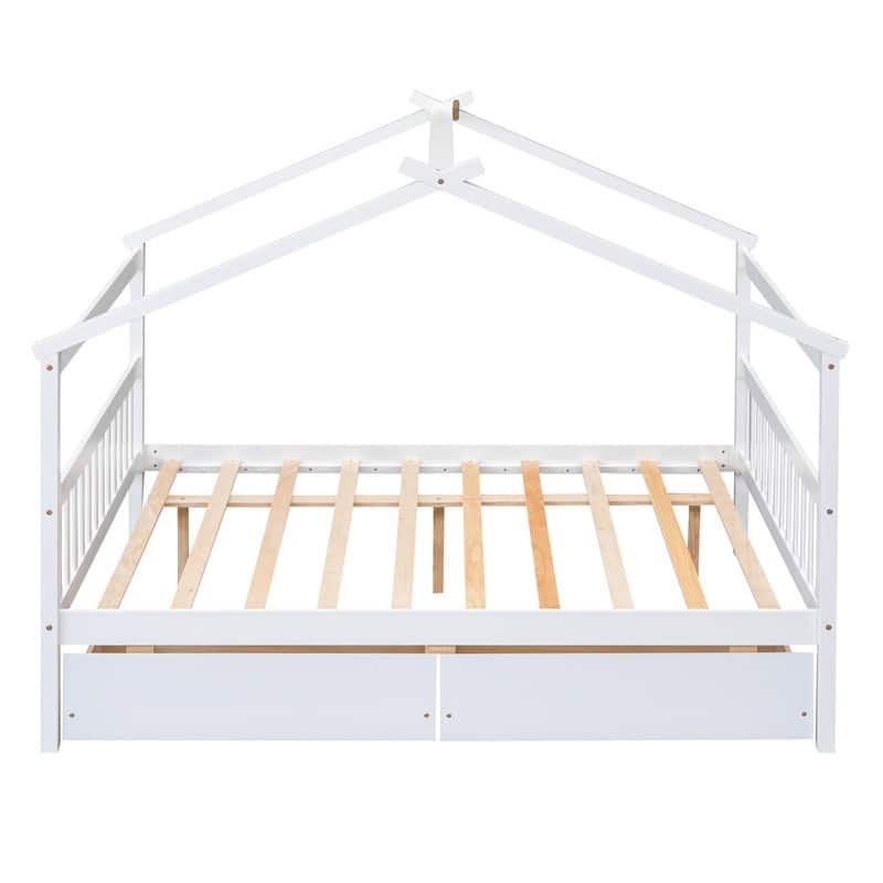 House Bed Twin/Full Daybed with Drawers, Wood Toddler House Beach Bed ...