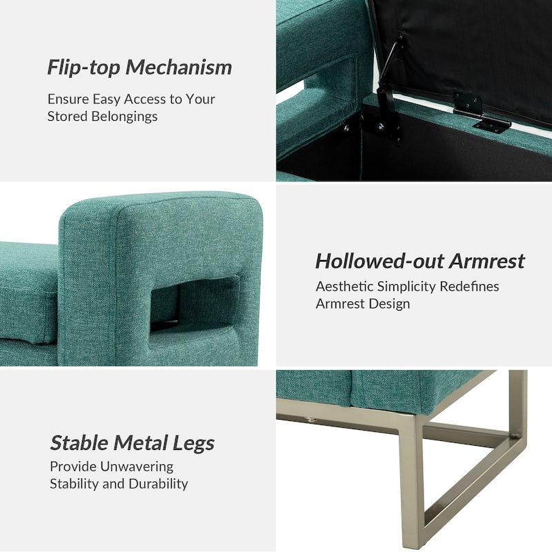 Diana Modern Upholstered Filp-Top Storage Bench with Sturdy Metal Legs