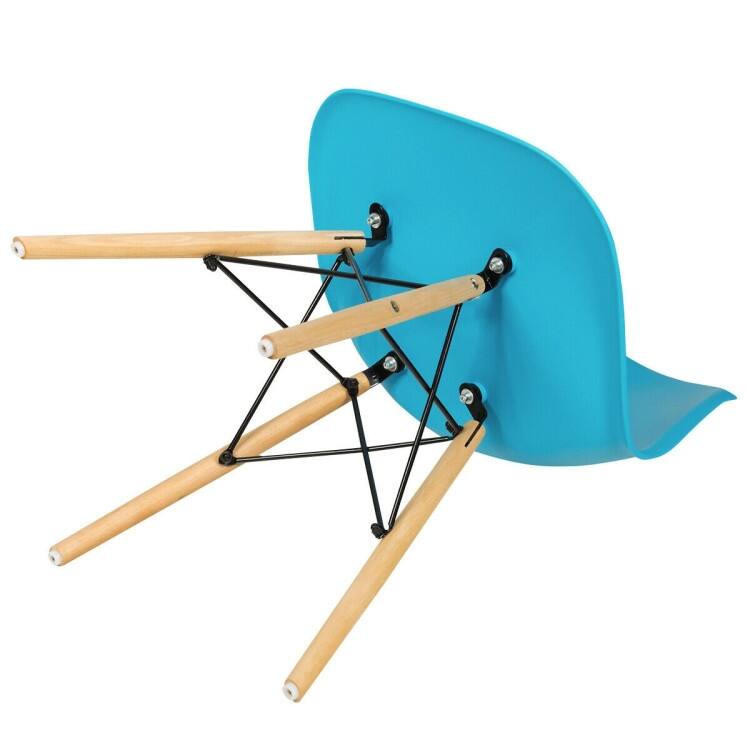 Set of 2 Ergonomic Dining Chairs with Cushion and Sturdy PP Seat and Wooden Frame - 18" x 19" x 33" (W x D x H)