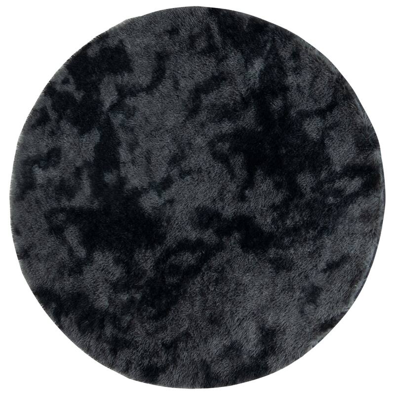 SAFAVIEH Rainbow Shag Didy Shag Rug - 4' Round - Dark Grey