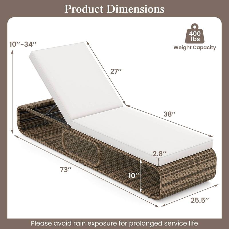 Costway 1/2 PCS Outdoor Chaise Lounge Chair with Adjustable Backrest - See Details