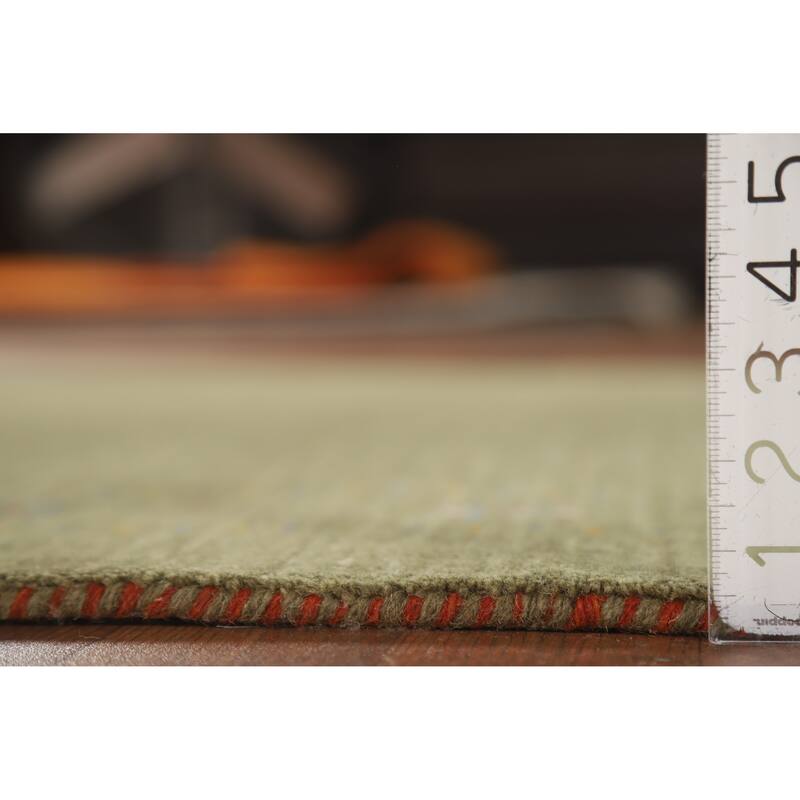 Hand Knotted Oriental 100% Wool Carpet Tribal Tribal Green Gabbeh Area Rug - 7' 7'' X 4' 11''