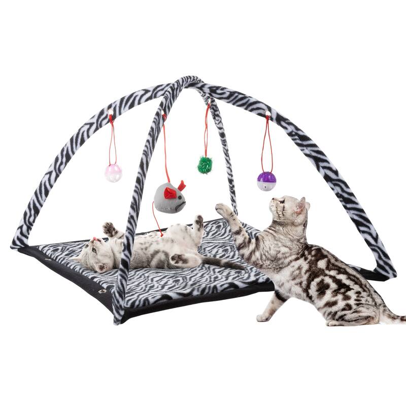 Petmaker Foldable Cat and Kitten Play Activity Center with 4 Hanging Toys
