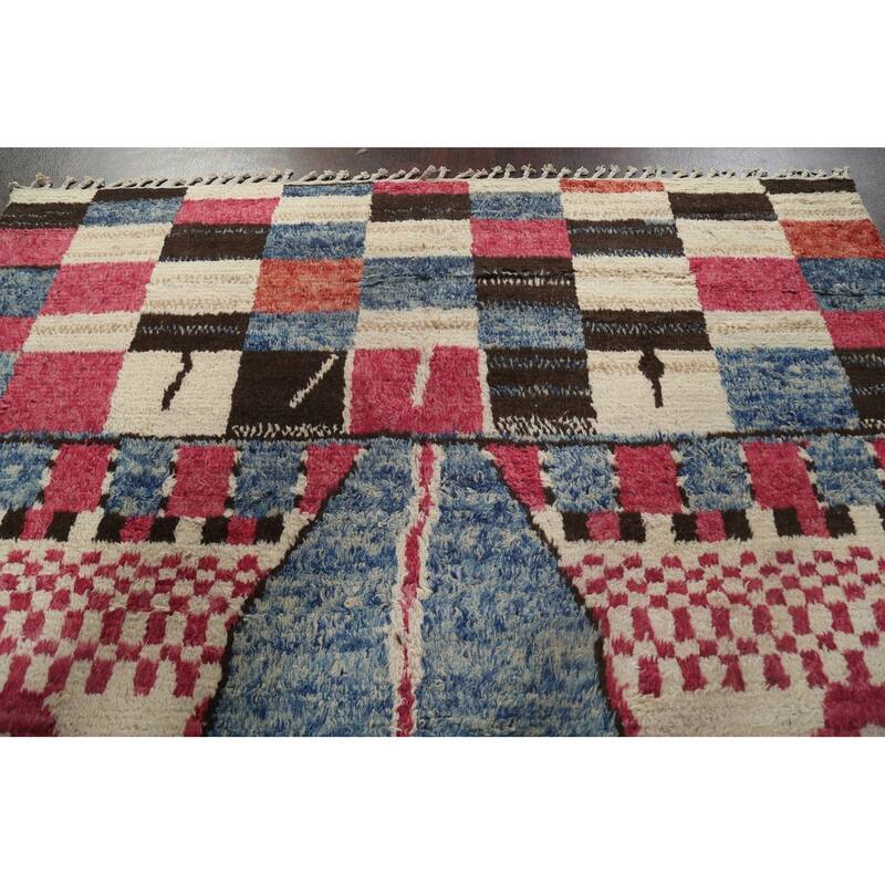 Tribal Geometric Oriental Moroccan Wool Area Rug Hand-knotted Carpet - 9'0" x 13'0"