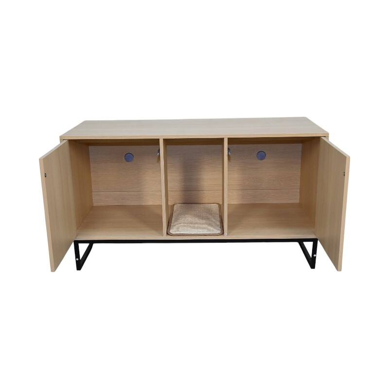 76.4 lbs Modern Wooden Cat House with Scratching Mat