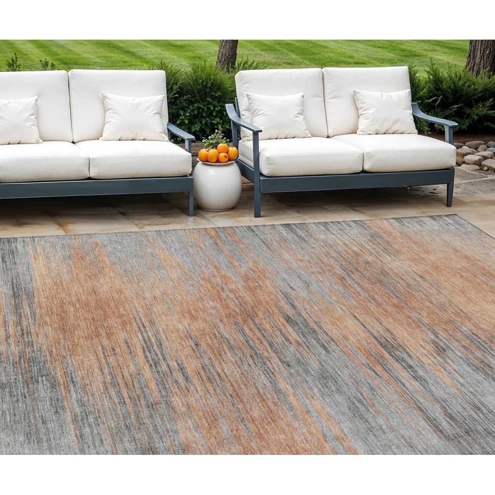 HomeRoots Abstract Transitional Rectangle Outdoor Rug