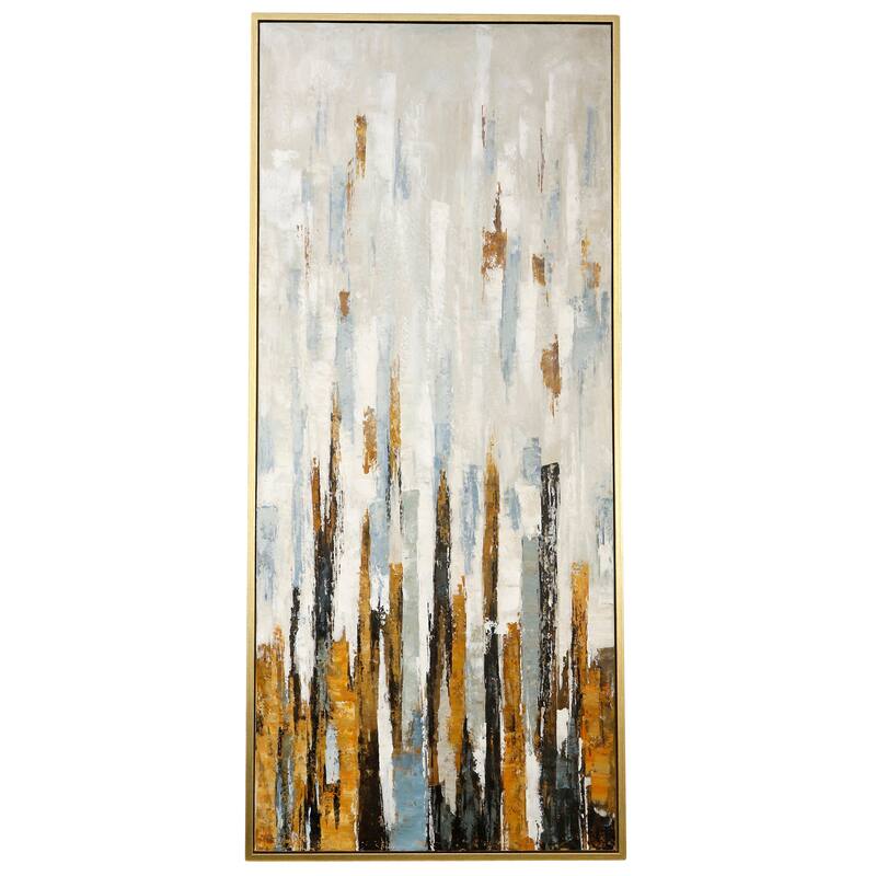 Harp & Finial - Towers Of Gold - Framed Hand Painted Canvas Art - 1.5 Inch Frame - Plastic - Gold