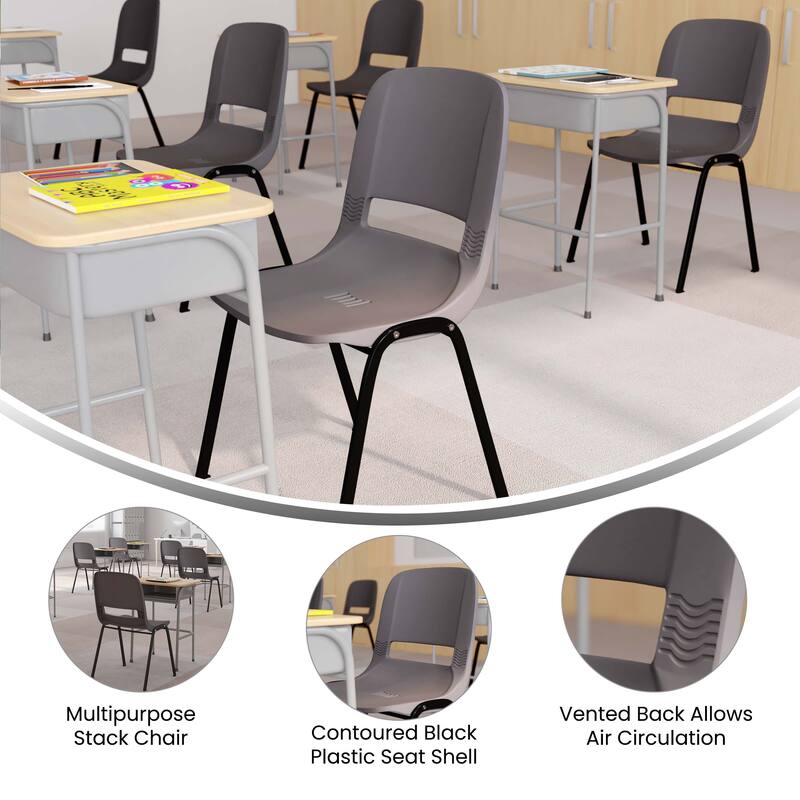 Ergonomic Shell Stack Chair with 16'' Seat Height