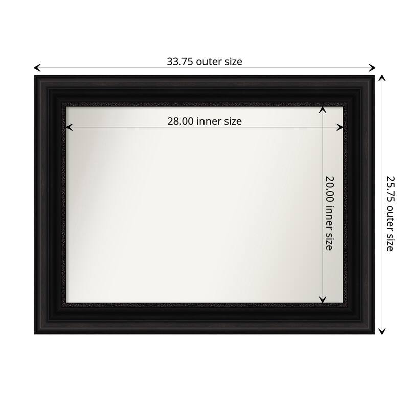 Parlor Black Framed Non-Beveled Custom Wall Mirror, Bathroom Vanity Mirror - Outer Size: 33.75 x 25.75