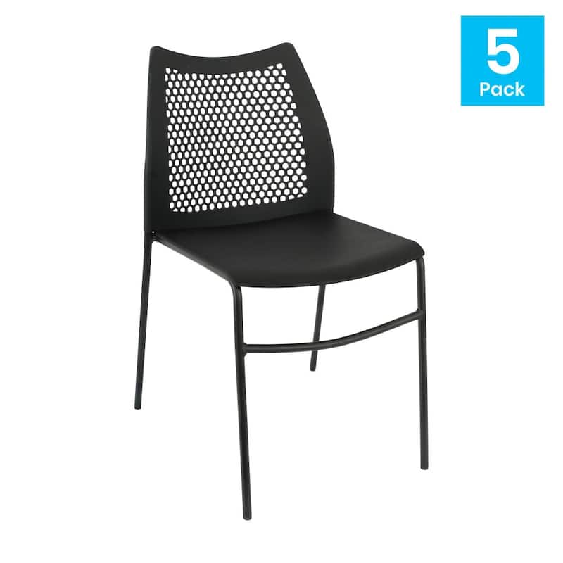 5 Pack Stackable Chair with Vented Back and Waterfall Seat - 17.75"W x 21.5"D x 32"H