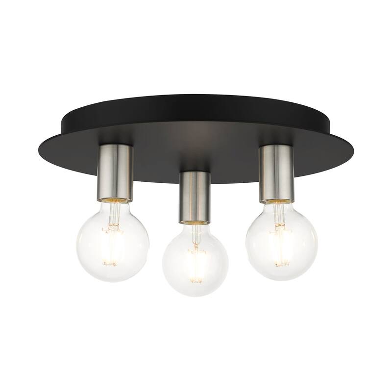 Livex Lighting Hillview 3 Light 14" Wide Semi-Flush Ceiling Fixture - Black