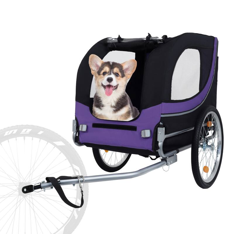 Large Folding Bike Trailer For Dogs - 66lb Capacity All-Terrain Pet Carrier, Durable Steel Frame For Cycling