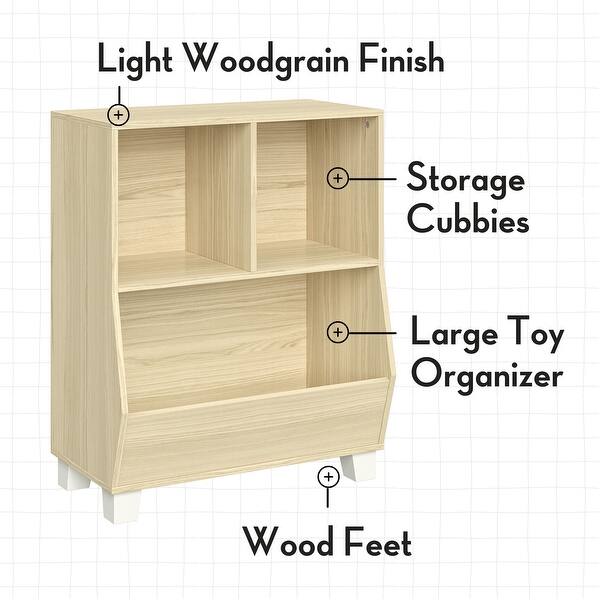 dimension image slide 1 of 2, RiverRidge Home Kids Catch All Multi-Cubby 24in Toy Organizer Light Woodgrain