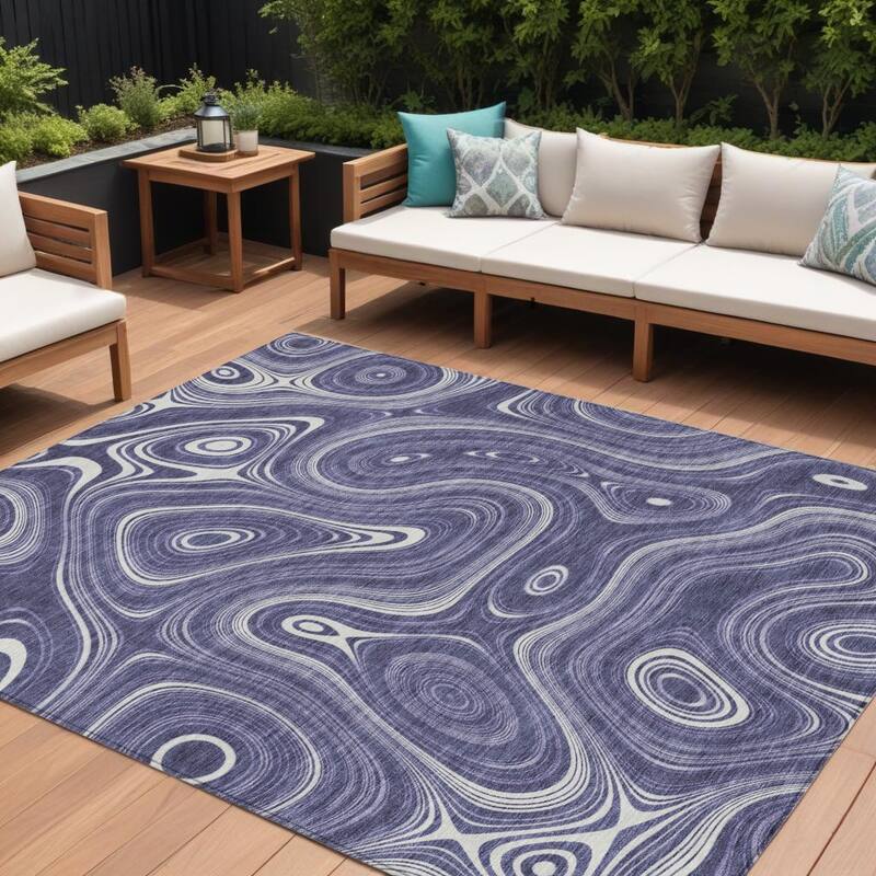 HomeRoots Geometric Transitional Rectangle Outdoor Rug - 10' X 14'