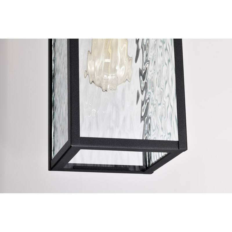 Austen Outdoor Hanging Light Matte Black Finish Clear Water Glass