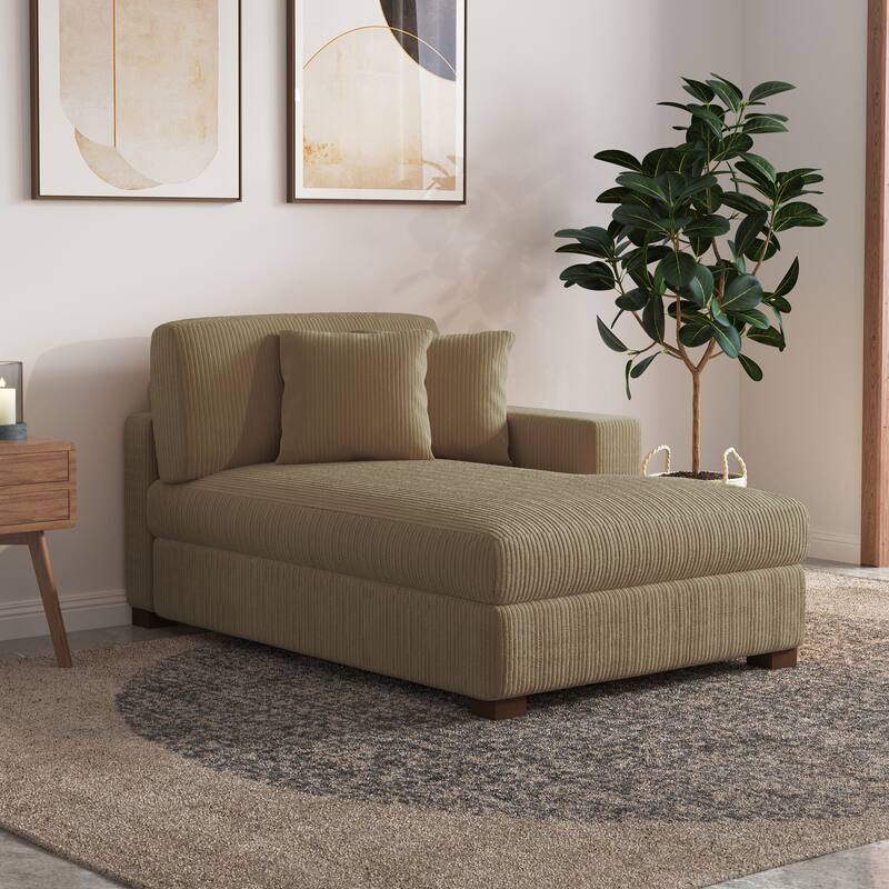 Upholstered Corduroy Modular Sectional Sofa with 2 throw pillows