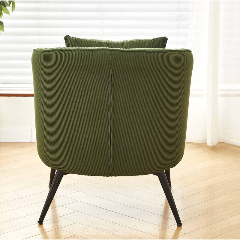 Modern Channel Back Corduroy Velvet Arm Chair