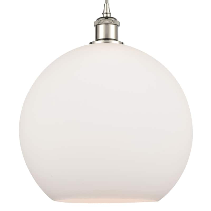 Innovations Lighting 516-1P-17-12 Athens Pendant Athens 12" Wide - Polished Nickel / Matte White