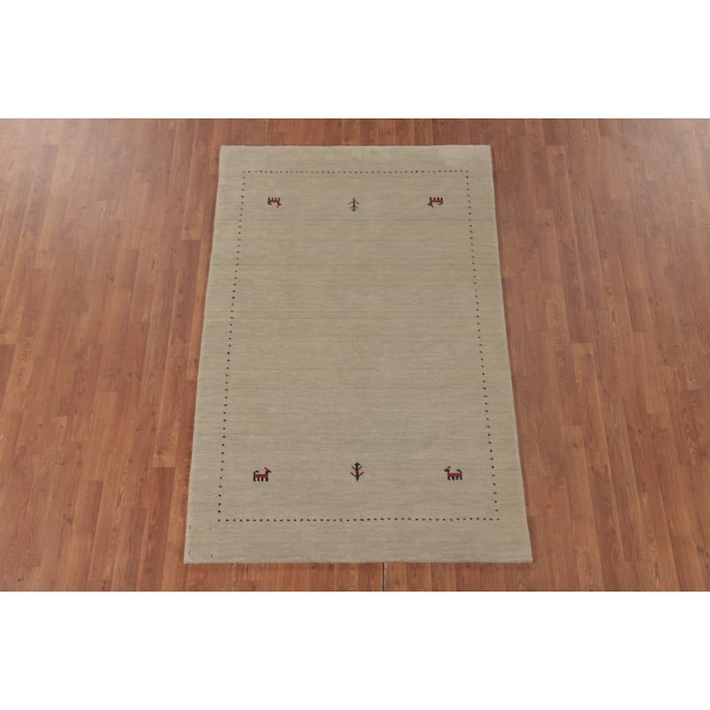 Tribal Gabbeh Accent Rug Hand-Knotted Wool Carpet - 3'11"x 6'0"