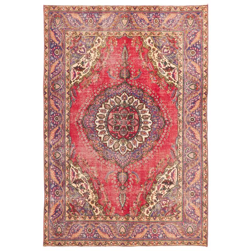 ECARPETGALLERY Hand-knotted Antalya Vintage Red Wool Rug - 6'6 x 9'6