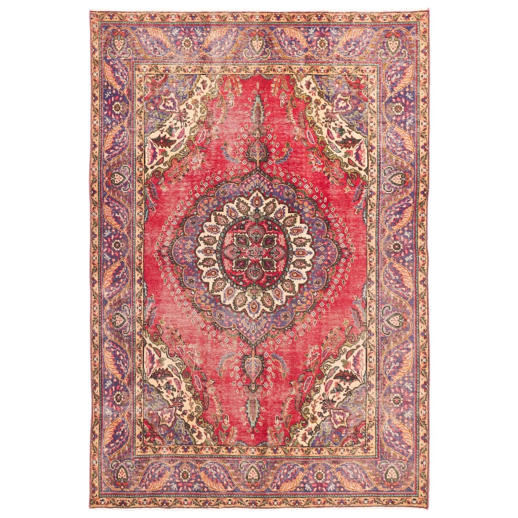 ECARPETGALLERY Hand-knotted Antalya Vintage Red Wool Rug - 6'6 x 9'6
