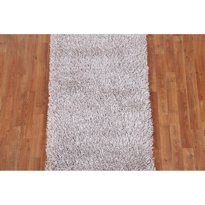 Contemporary Solid Shaggy Oriental Home Decor Rug Hand-knotted Carpet - 2'8" x 4'9"