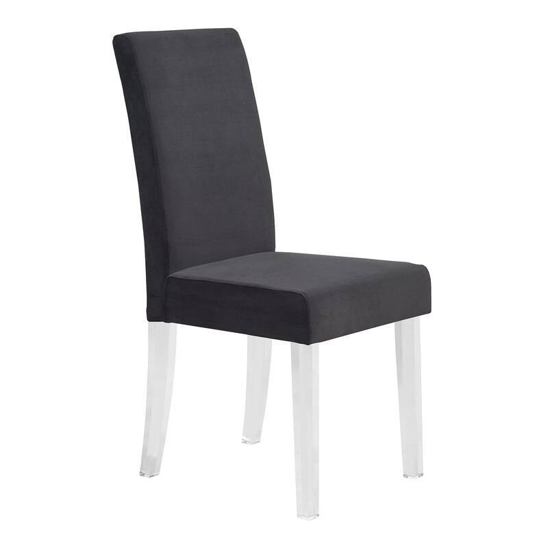 Dalia Modern and Contemporary Dining Chair in Black Velvet with Acrylic Legs - Set of 2